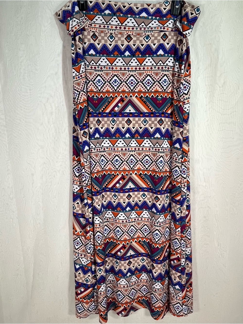 Moa USA Boho Aztec Geometric Print Maxi Skirt Multicolor Size L